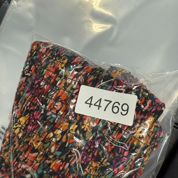 Pleione Top Women XS Black Floral Sleeveless Wide Strap Stretch Square Neck - Picture 7 of 7